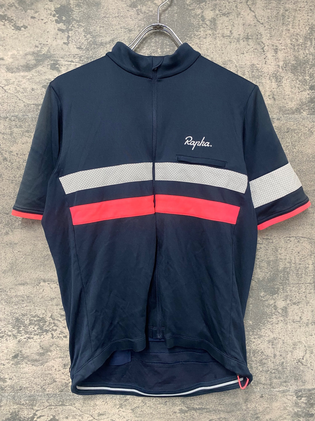 JH979 ラファ Rapha BREVET JERSEY 半袖 サイクルジャージ 濃紺 L ※日焼け