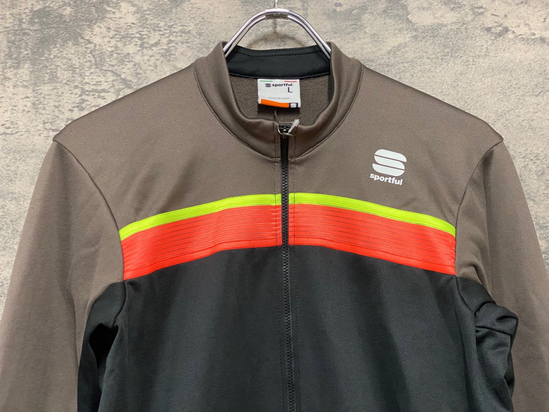 JZ007 スポーツフル sportful 長袖 サイクルジャージ 黒 茶 L 裏起毛