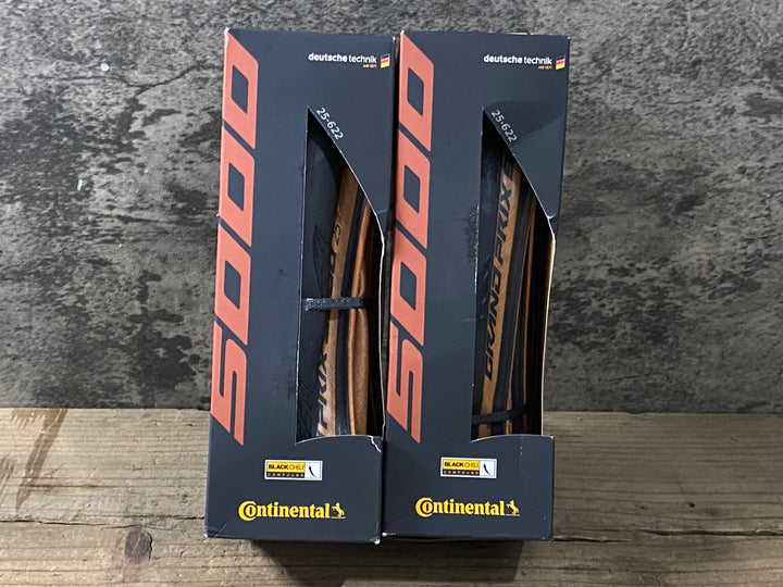 KJ218 コンチネンタル CONTINENTAL GRAND PRIX 5000 クリンチャー タイヤ 700x25C 2本セット ブラウンサイド