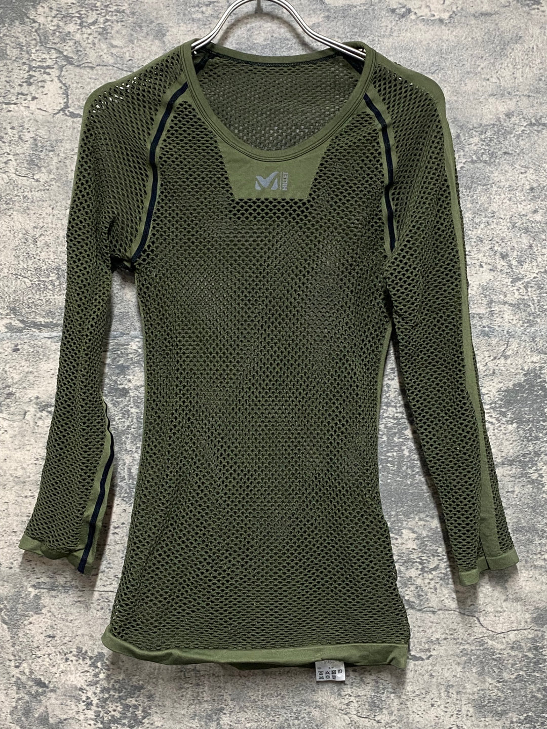 KF214 ミレ MILLET 長袖 メッシュ ベースレイヤー オリーブ S-M