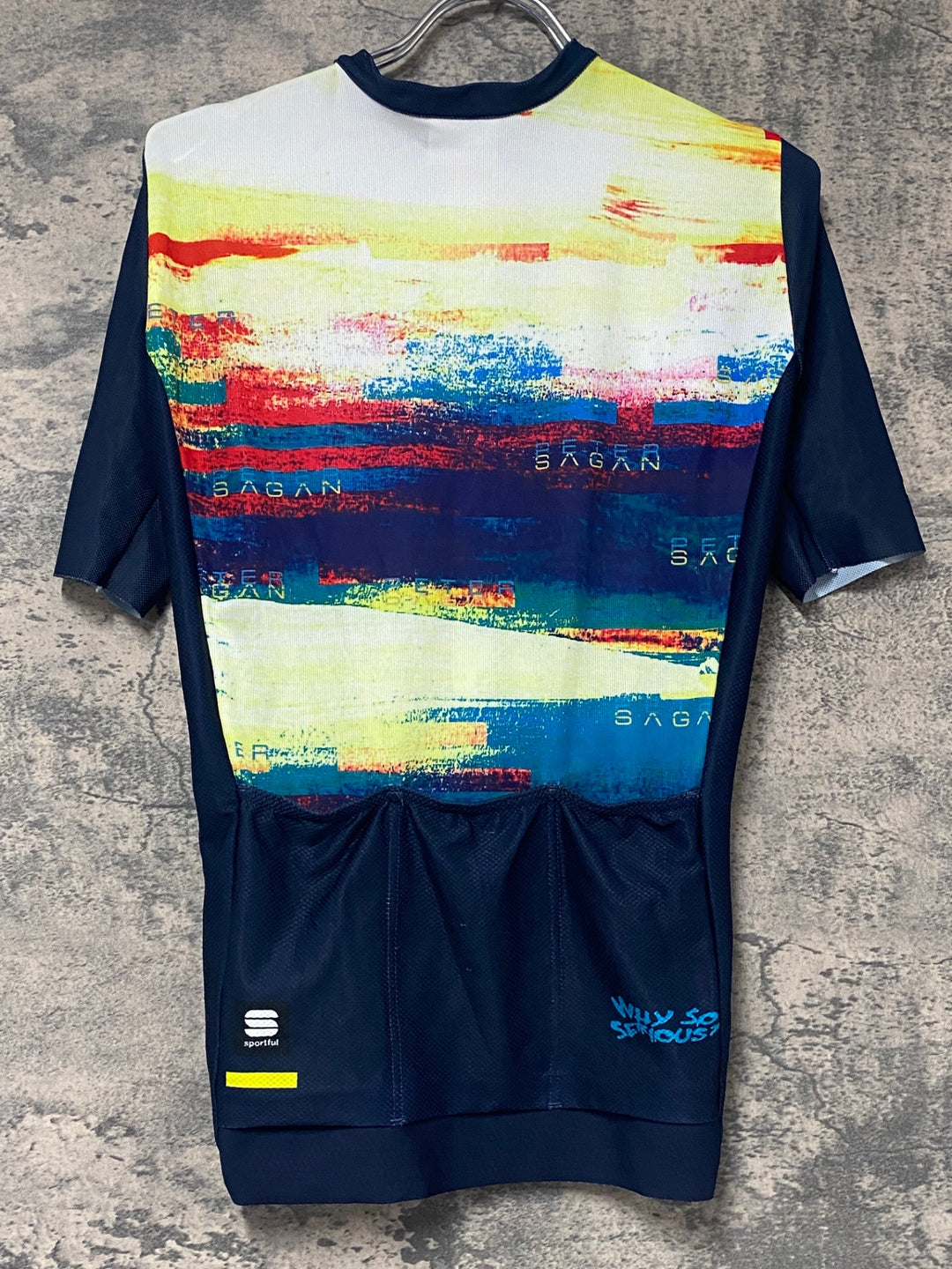 KK033 スポーツフル sportful 半袖 サイクルジャージ 白 紺 総柄 S