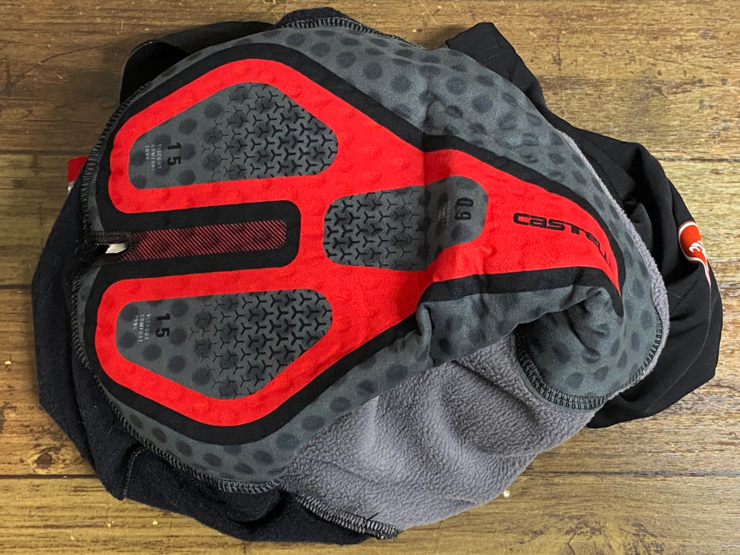 KG816 カステリ CASTELLI ロッソコルサ ROSSO CORSA ビブタイツ 黒 S 裏起毛