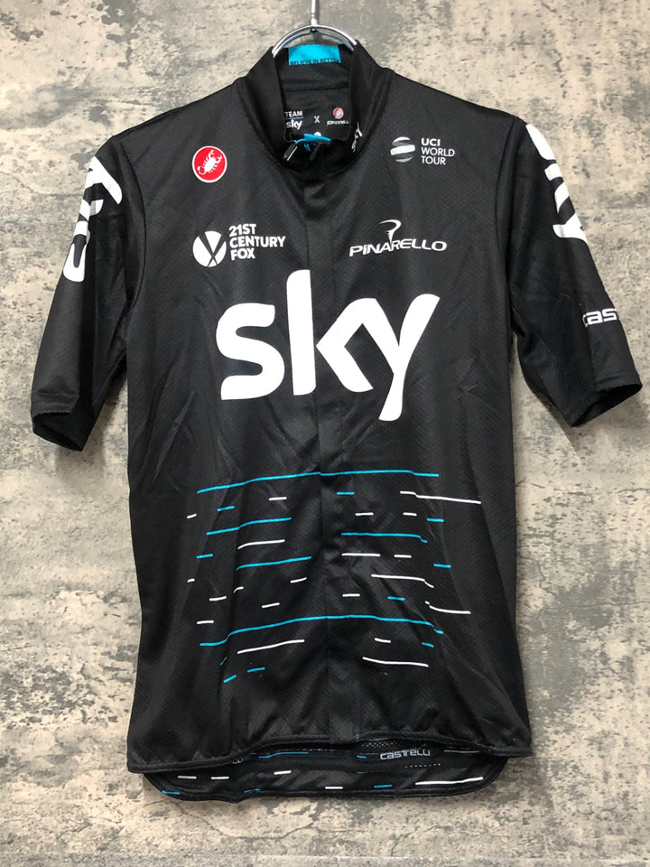 JV913 カステリ CASTELLI 半袖 サイクルジャージ 黒 M TEAM Sky ※サイズロゴ劣化