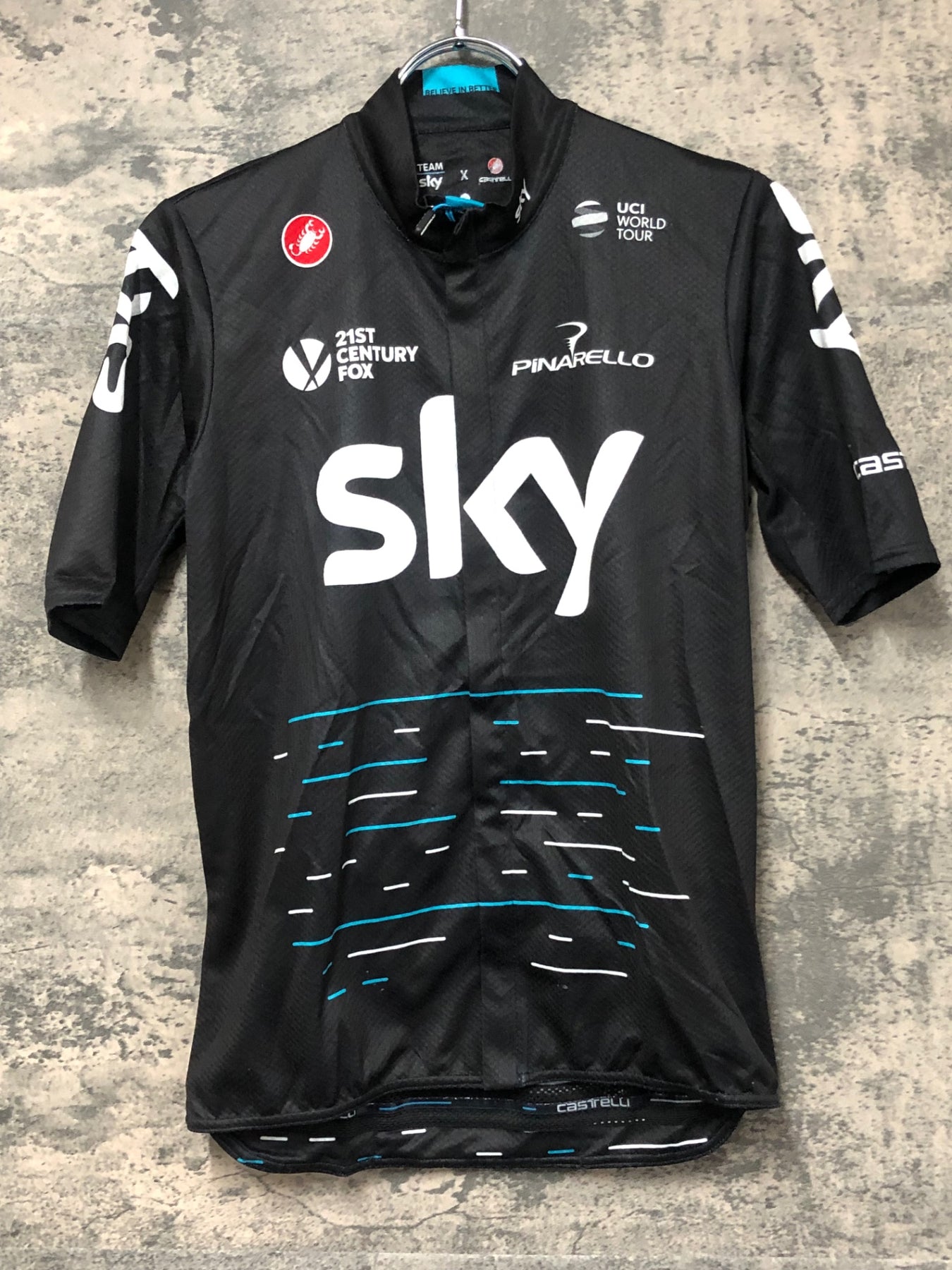 JV913 カステリ CASTELLI 半袖 サイクルジャージ 黒 M TEAM Sky
