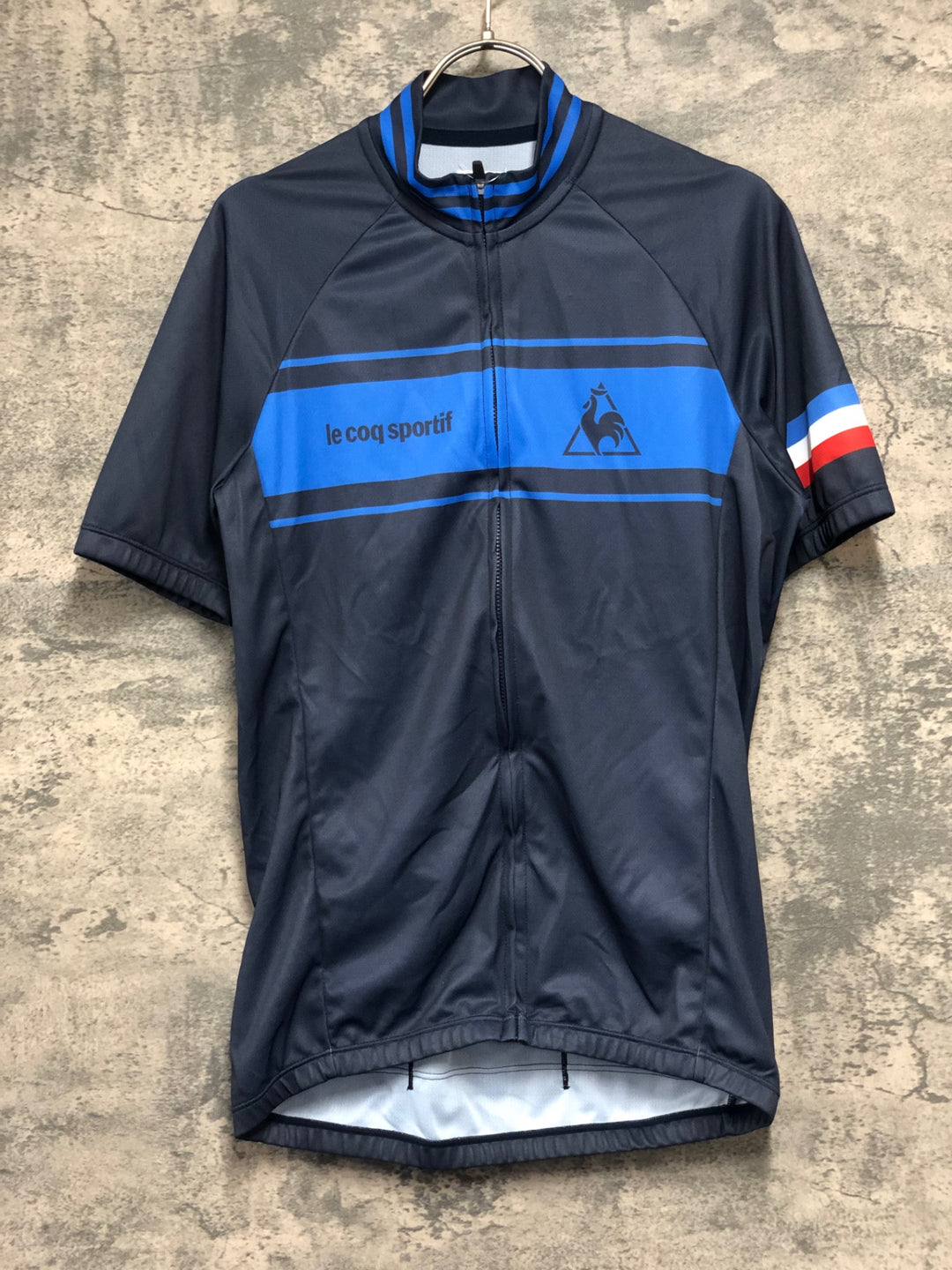 KK453 ルコックスポルティフ le coq sportif 半袖 サイクルジャージ 紺 O