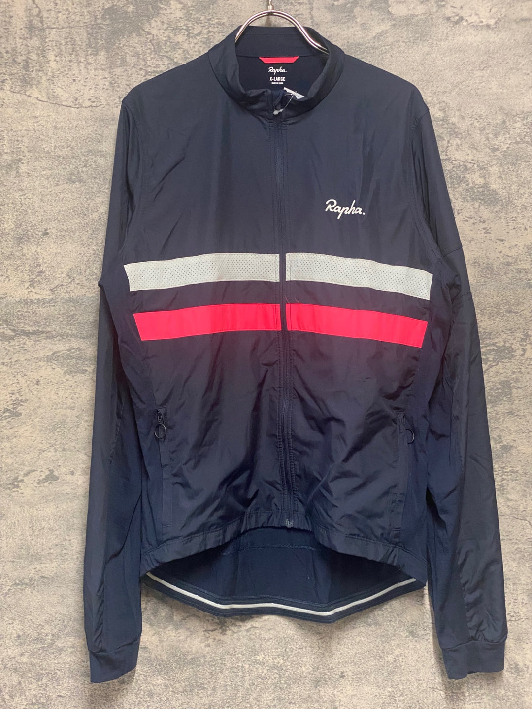 KB638 ラファ Rapha BREVET LONG SLEEVE WINDBLOCK JERSEY 長袖 サイクルジャージ 紺 XL