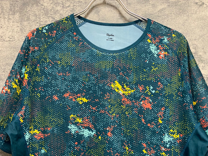 KI193 ラファ Rapha PRESTIGE PRO TEAM BASE LAYER SHORT SLEEVE 半袖 ベースレイヤー 総柄 XL