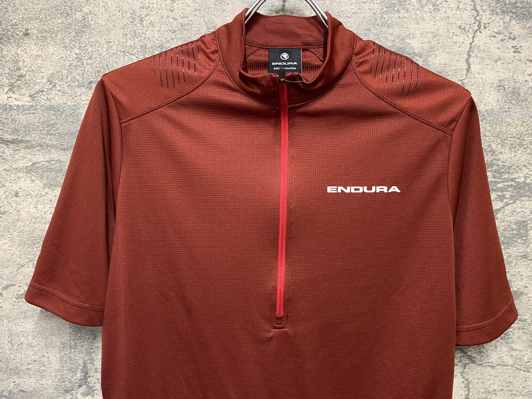JI005 エンデューラ ENDURA 半袖 ハーフジップ サイクルジャージ S バーガンディ