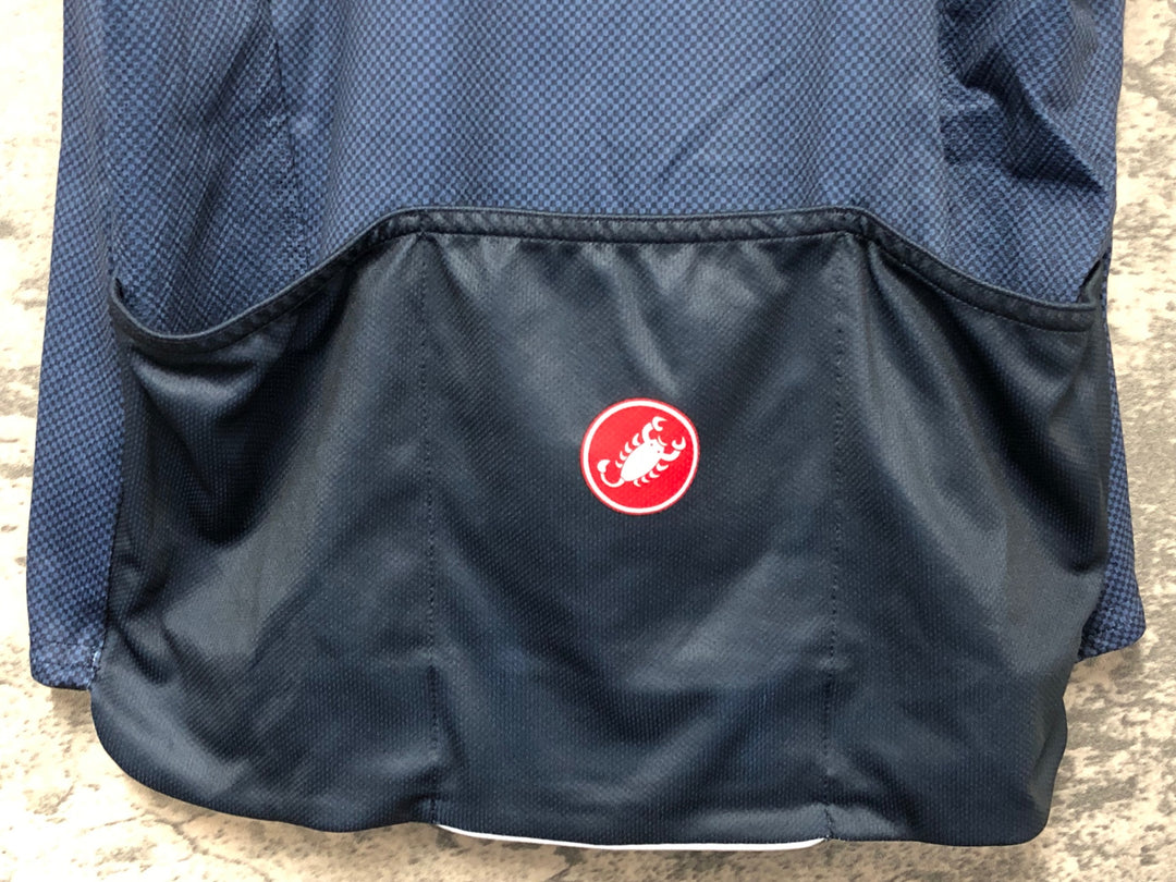 JJ815 カステリ CASTELLI 半袖 サイクルジャージ 紺 白 L