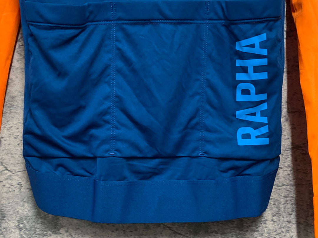 JE246 ラファ Rapha PRO TEAM LONG SLEEVE TRAINING JERSEY 長袖 サイクルジャージ ブルー オレンジ XS