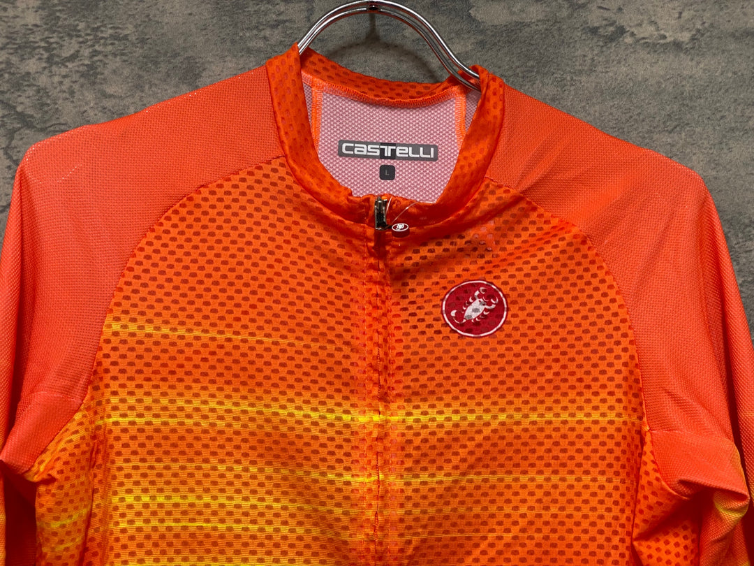 KE512 カステリ CASTELLI ROSSO CORSA 半袖 サイクルジャージ オレンジ L