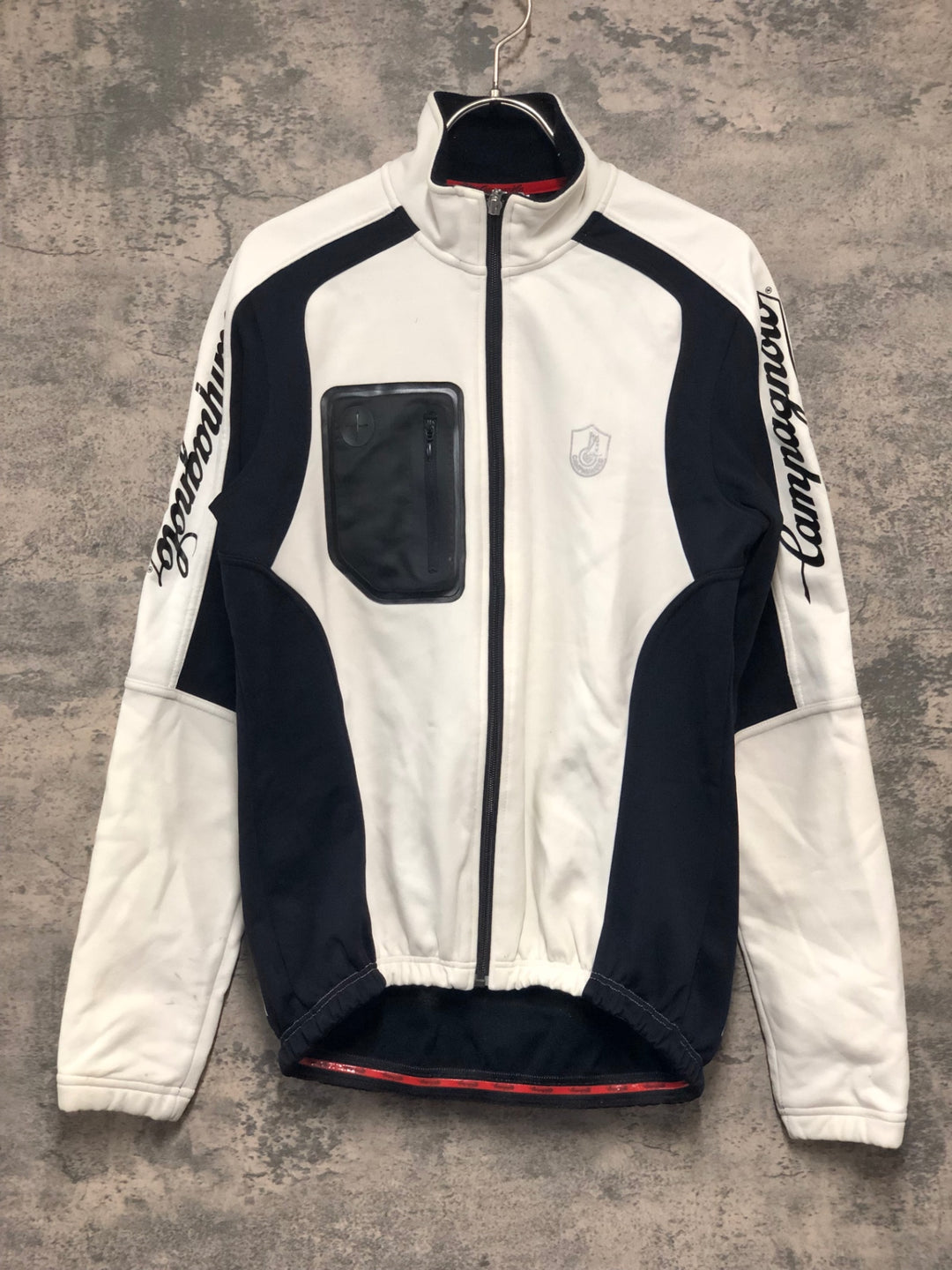 KJ351 カンパニョーロ CAMPAGNOLO 長袖 サイクルジャケット 白 黒 L 裏起毛