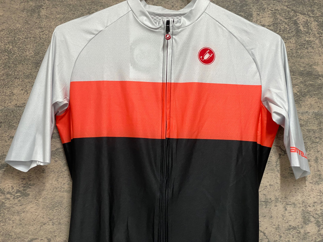 JV047 カステリ CASTELLI 半袖 サイクルジャージ グレー オレンジ ブラック レディース M 未使用
