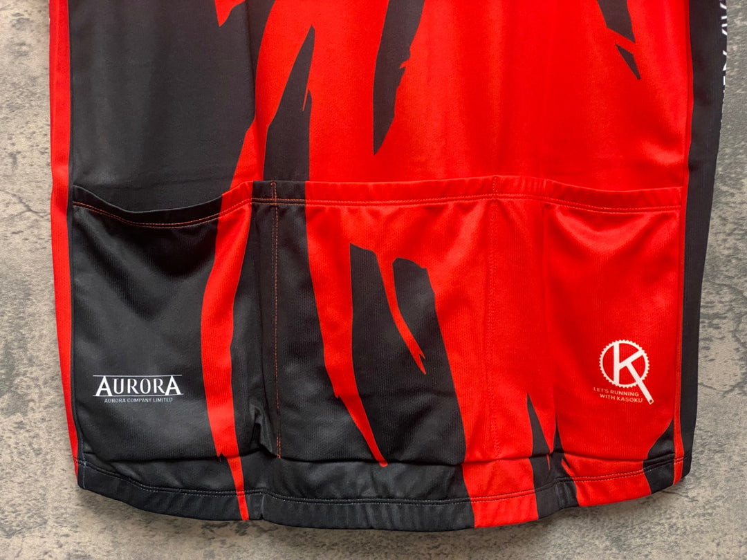 JQ010 アウローラ AURORA 半袖 サイクルジャージ 赤 黒 2XL ろんぐらいだぁすとーりーず!