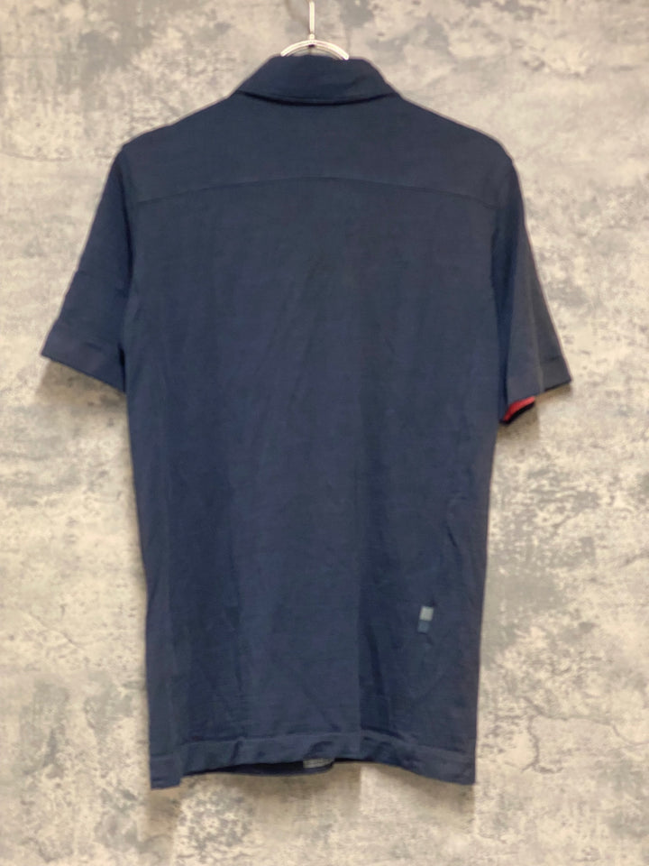 KC832 ラファ Rapha MERINO POLO 半袖 ポロシャツ 濃紺 XS ※一部変色