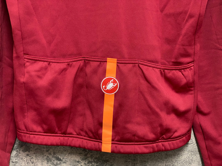 JN498 カステリ CASTELLI 長袖 サイクルジャージ 赤 L 裏起毛