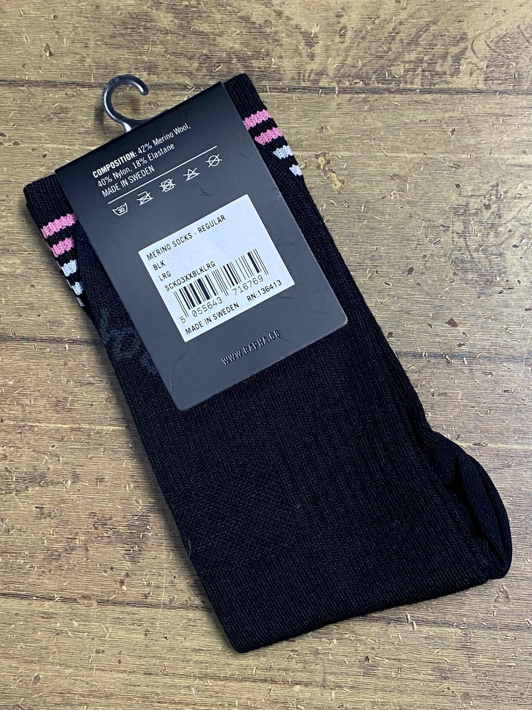 KC697 ラファ Rapha MERINO SOCKS REGULAR ソックス 黒 L 未使用