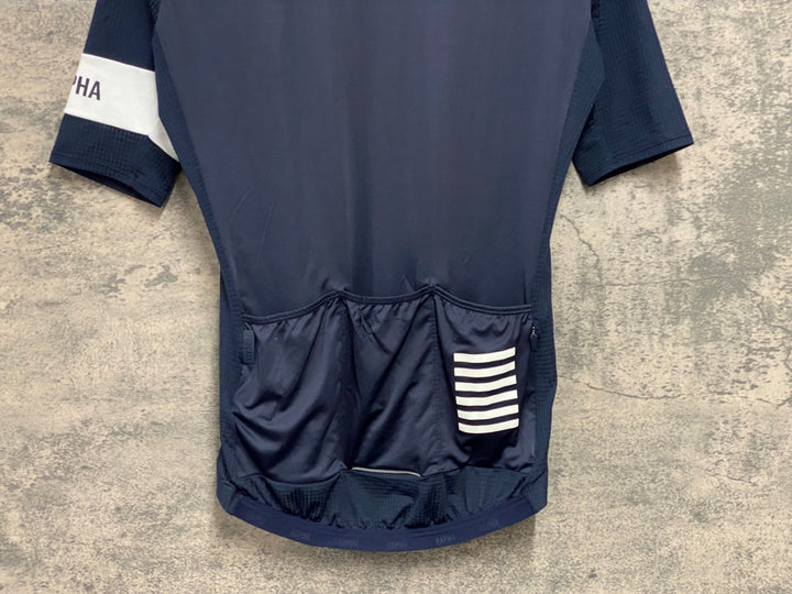 JW107 ラファ Rapha PRO TEAM FLYWEIGHT JERSEY 半袖サイクルジャージ 紺 M 裾ゴム伸び