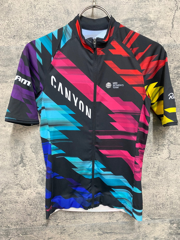 KB948 ラファ Rapha CANYON SRAM CORE JERSEY 半袖 サイクルジャージ 黒 赤 総柄 XS