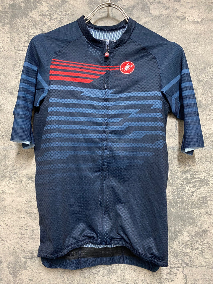 JM789 カステリ CASTELLI ROSSOCORSA 半袖 サイクルジャージ 紺 M