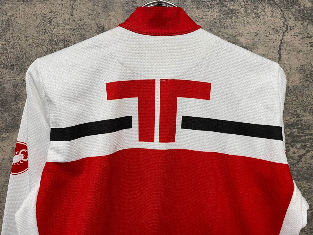 JI330 カステリ CASTELLI 長袖 サイクルジャージ 白 赤 S 裏起毛