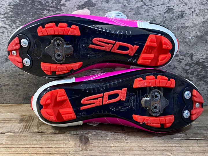 KG406 シディ SIDI TRACE MTB WMN ビンディングシューズ 2穴 ピンク ホワイト レディース EU38 ※ペン字あり