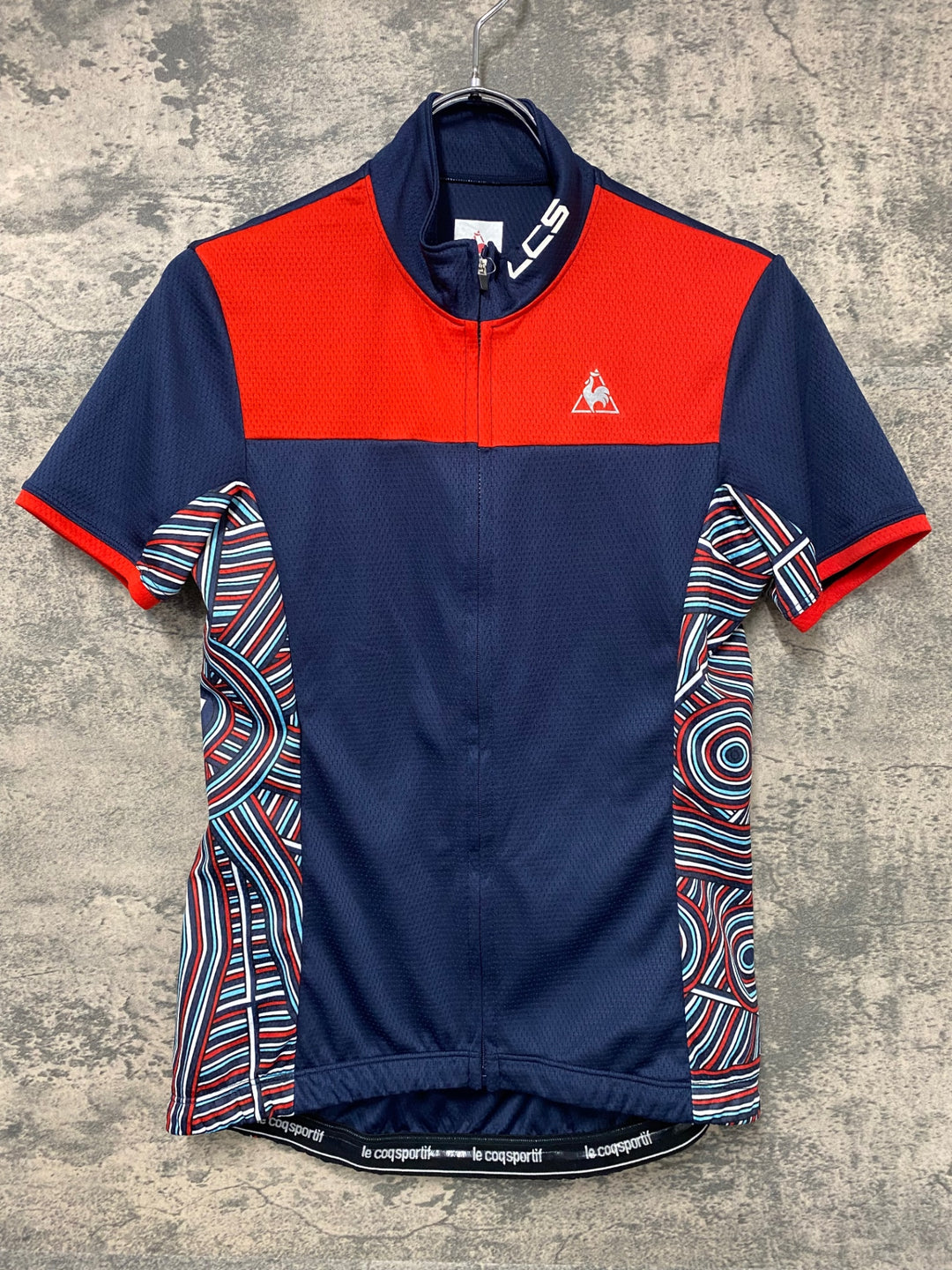 JI623 ルコックスポルティフ le coq sportif 半袖 サイクルジャージ 濃紺 赤 M