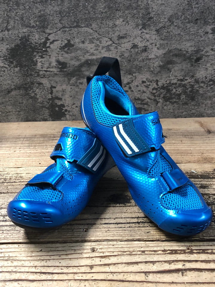 KE181 シマノ SHIMANO TR9 SH-TR900 ビンディングシューズ 青 EU42.5 3穴
