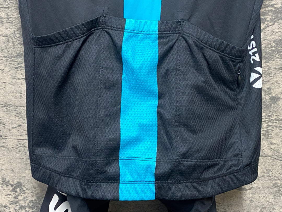 KJ201 ラファ Rapha レプリカ REPLICA 半袖 サイクルジャージ / ビブショーツ 上下セット S 黒青 チームスカイ パッド部傷み