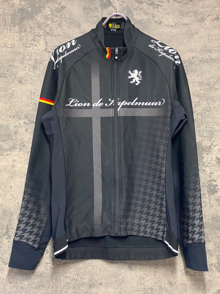 KN359 リオンドカペルミュール Lion de KAPELMUUR 長袖 サイクルジャージ 裏起毛 黒 XL