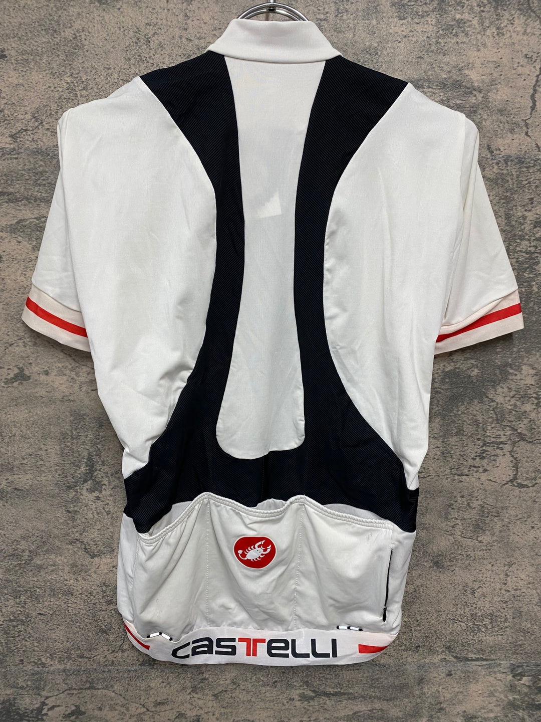 JS658 カステリ CASTELLI 半袖 サイクルジャージ 白 黒 赤 M