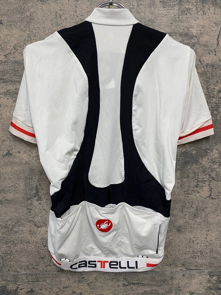 JS658 カステリ CASTELLI 半袖 サイクルジャージ 白 黒 赤 M