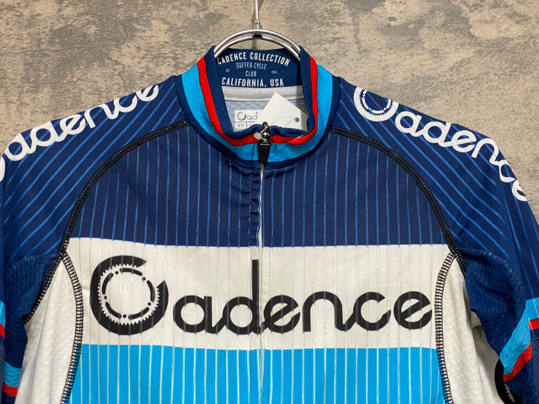 JQ507 ケイデンス Cadence RACE FIT 半袖サイクルジャージ 青 XS エアロジャージ