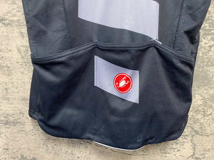 KD409 カステリ CASTELLI 半袖 サイクルジャージ 黒グレー S ※ロゴべたつき