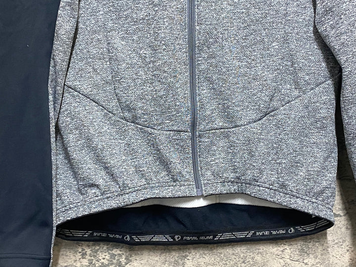 KN167 パールイズミ PEARL iZUMi 長袖 サイクルジャージ グレー 黒 L 裏起毛