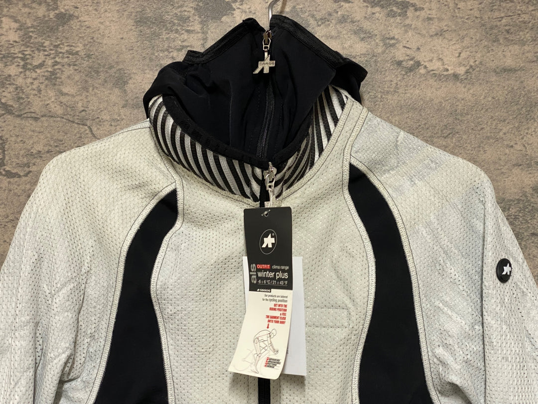 JQ218 アソス assos AIR BLOCK 851 winter plus 長袖サイクルジャケット 白黒 M 裏起毛