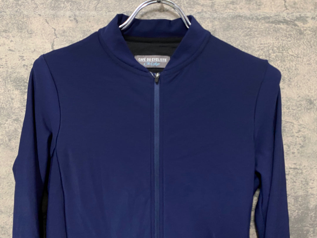 JF701 カフェドシクリステ Cafe du Cycliste AUDREY Man 長袖サイクルジャージ 紺 S 裏起毛