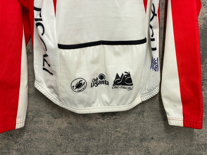 JV554 カステリ CASTELLI 長袖 サイクルジャージ 白 赤 CSC サイズ不明