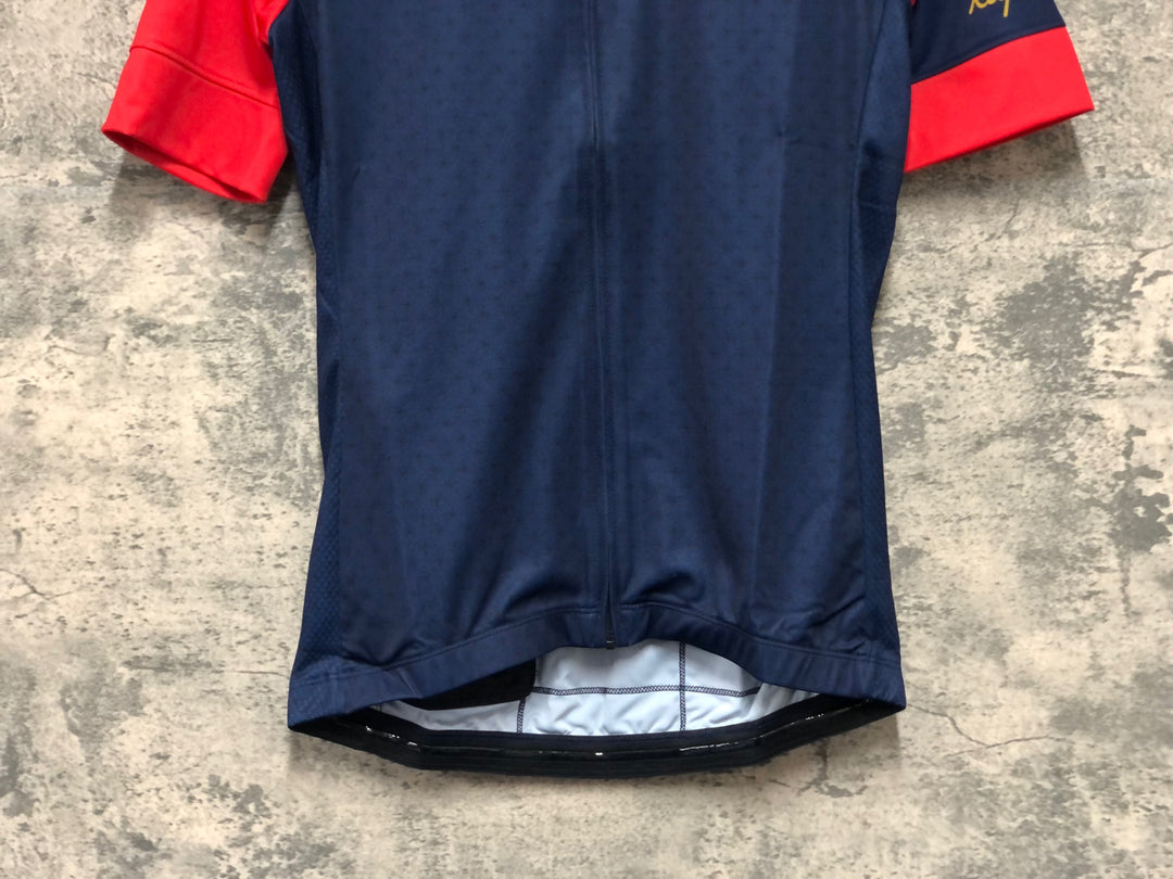 KK138 ラファ Rapha WIGGINS REPLICA JERSEY 半袖 サイクルジャージ 紺 赤 S