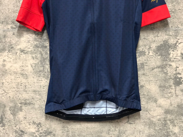 KK138 ラファ Rapha WIGGINS REPLICA JERSEY 半袖 サイクルジャージ 紺 赤 S