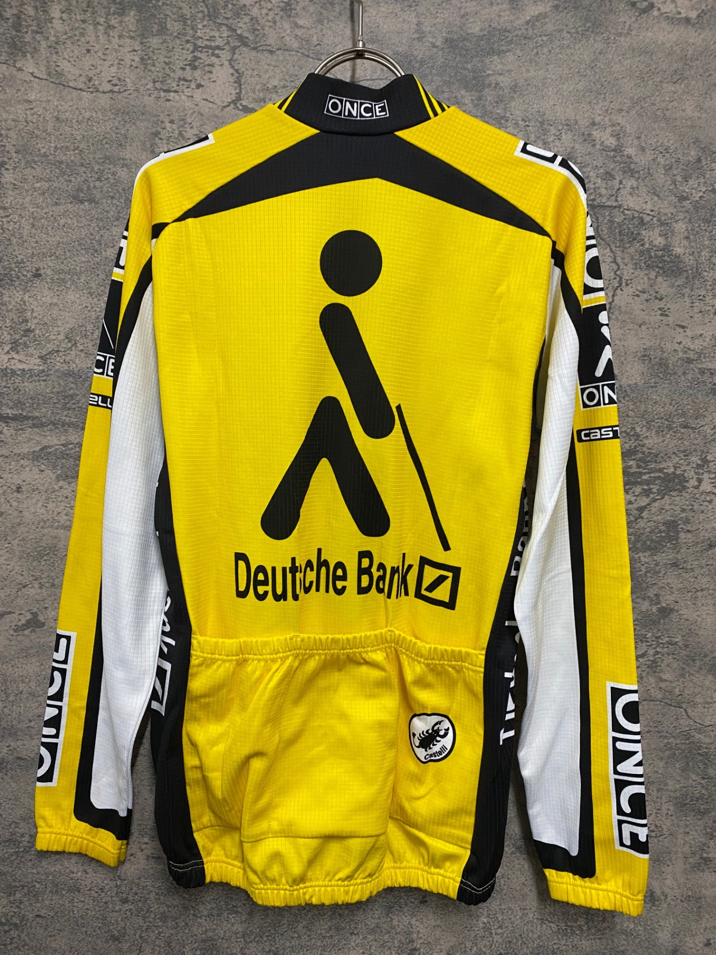 JE767 カステリ CASTELLI 長袖 サイクルジャージ 黄 M 裏起毛 ONCE