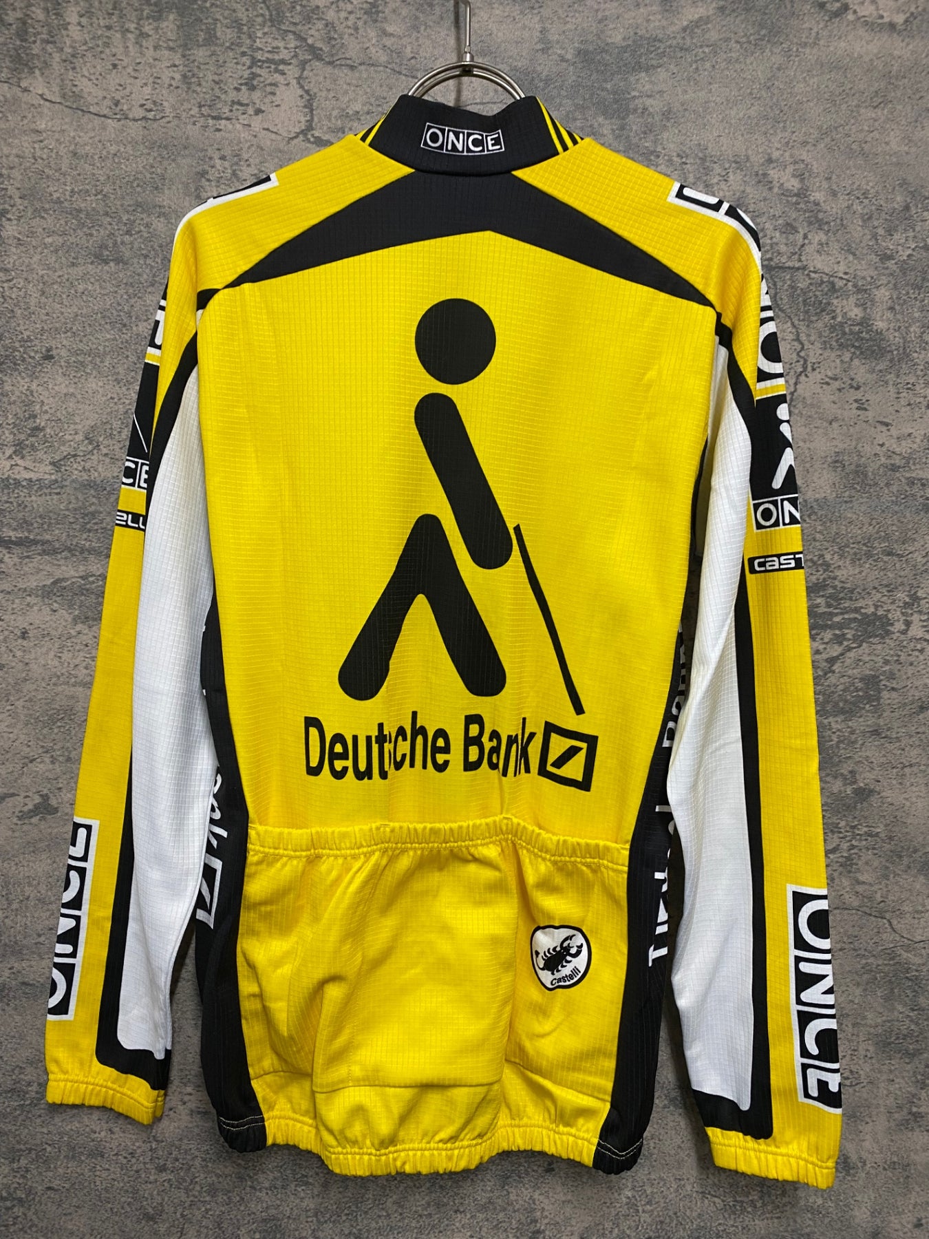JE767 カステリ CASTELLI 長袖 サイクルジャージ 黄 M 裏起毛 ONCE