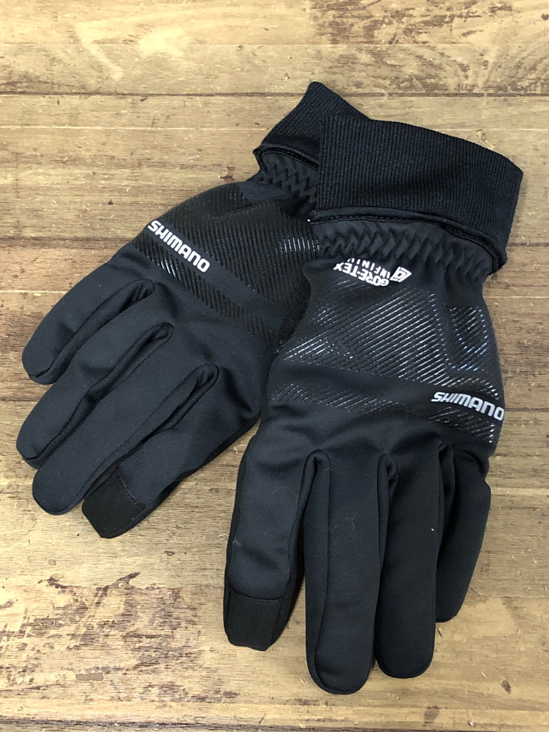 JK031 シマノ SHIMANO GORETEX 裏起毛 長指 サイクルグローブ 黒 M