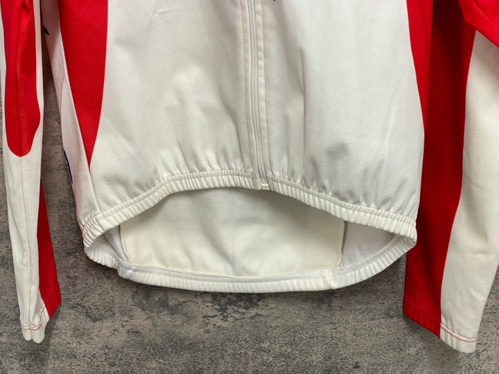 JV554 カステリ CASTELLI 長袖 サイクルジャージ 白 赤 CSC サイズ不明
