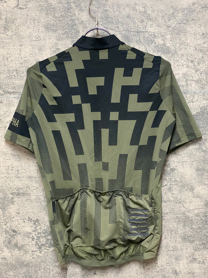 JQ502 ラファ Rapha PRO TEAM MIDWEIGHT JERSEY AERO BLOCK 半袖 サイクルジャージ 緑黒 S