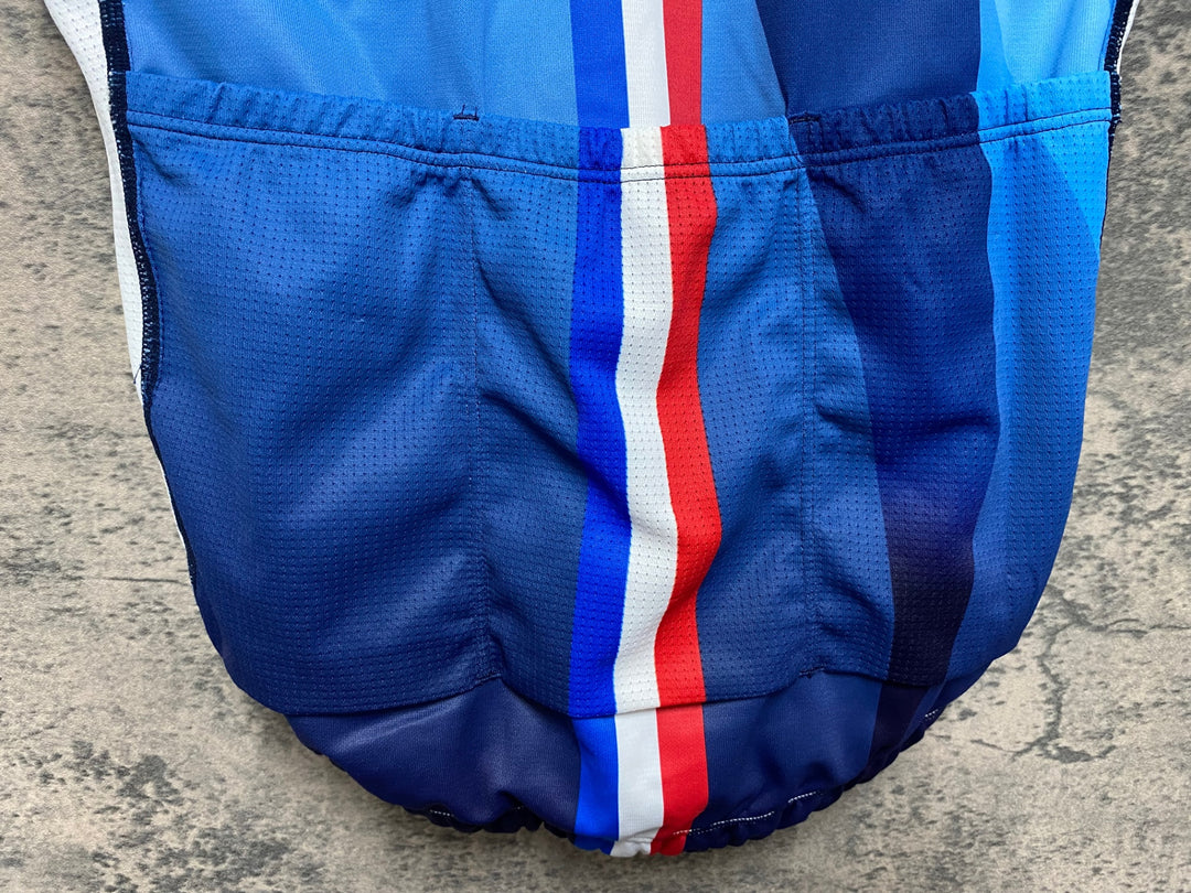 JP447 ルコックスポルティフ LE COQ SPORTIF 半袖 メッシュ サイクルジャージ 青 白 M