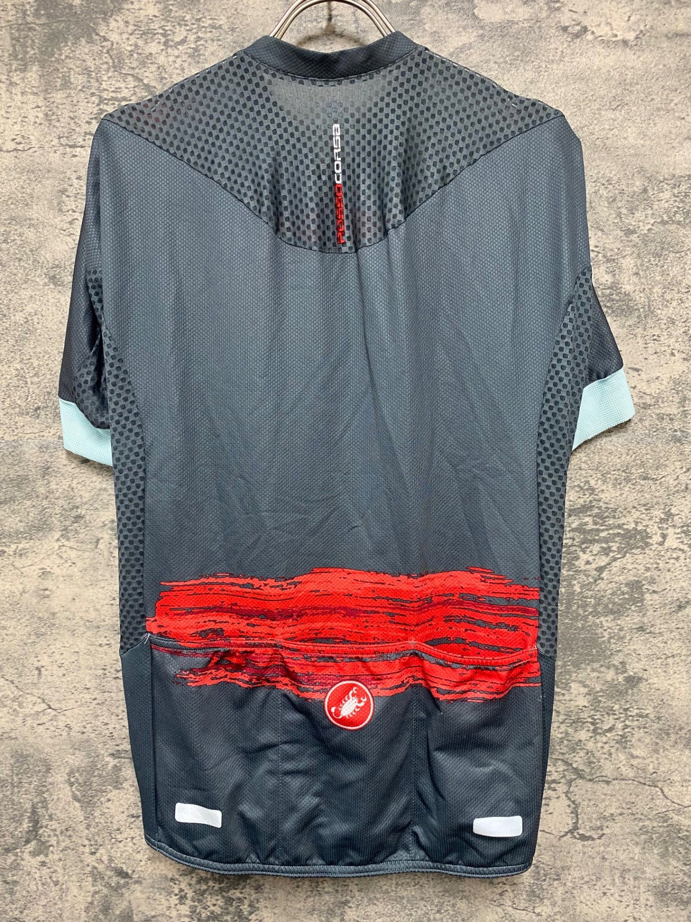 KB221 カステリ CASTELLI 半袖 サイクルジャージ グレー 赤 XL