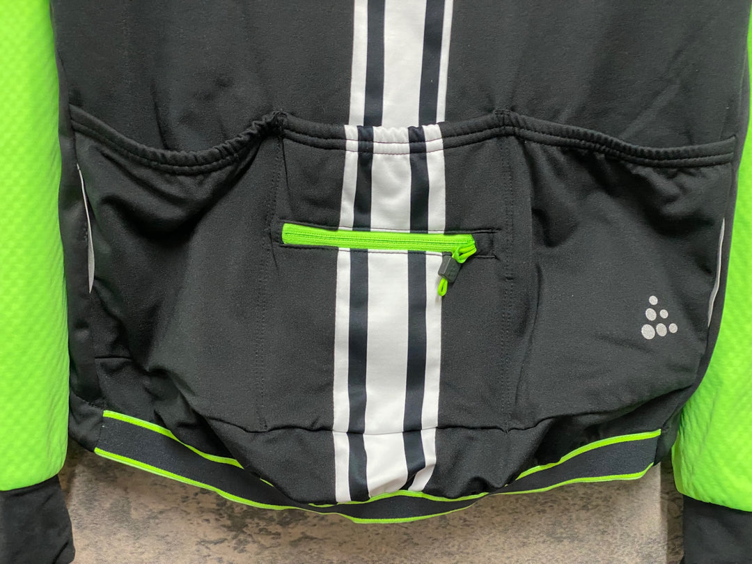 JS991 クラフト CRAFT 長袖 サイクルジャケット 黄緑 黒 M 裏起毛