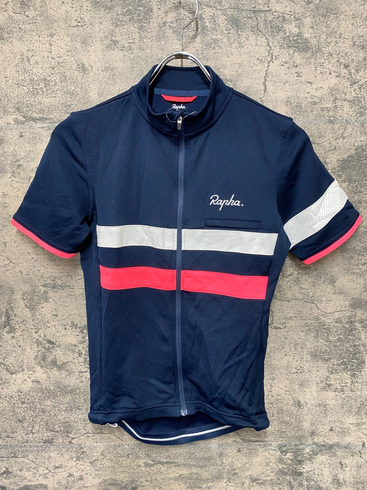 KA056 ラファ Rapha BREVET JERSEY 半袖 サイクルジャージ 紺 レディース XS