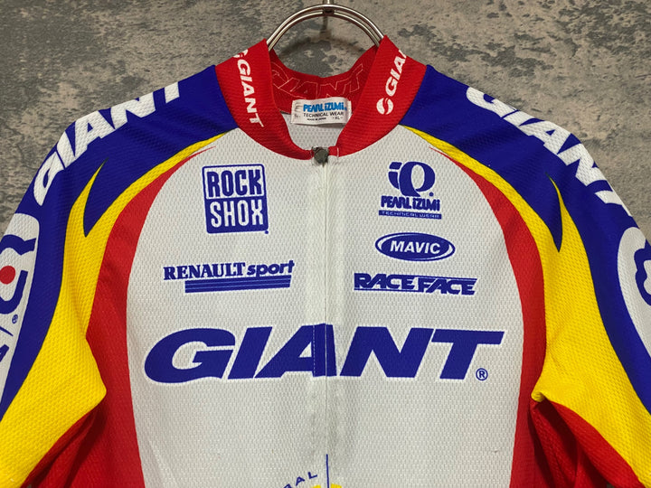 KH058 パールイズミ PEARL iZUMi GIANT 半袖 サイクルジャージ 白 青 XL